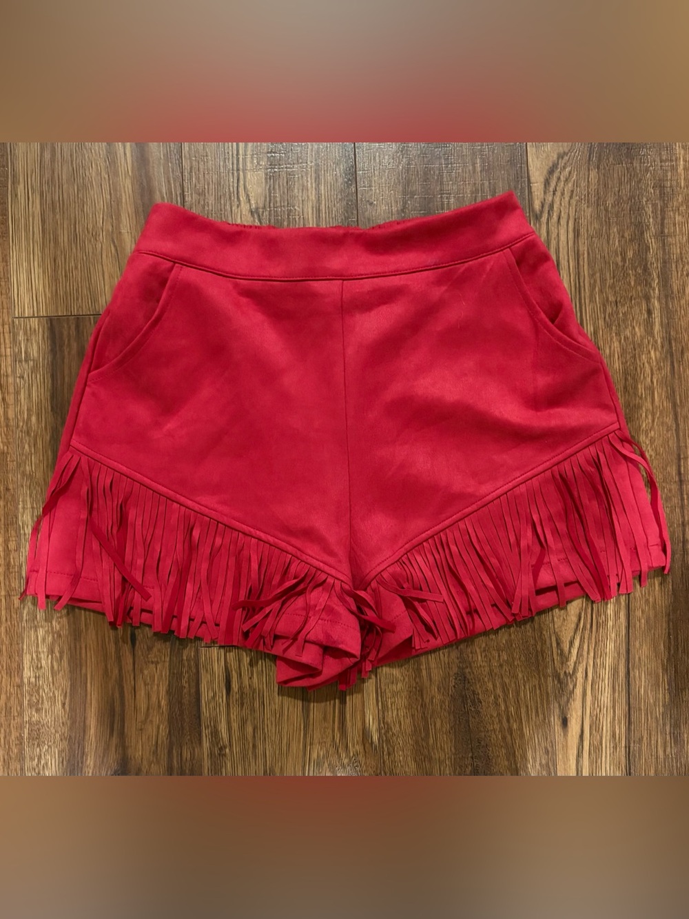 NWT Red Fringe Suede-Look Women’s Shorts Size M